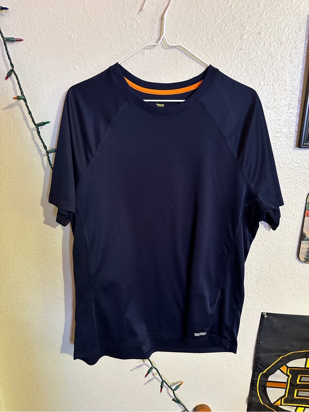 tek gear Navy Performance Tee with Orange Neck Trim